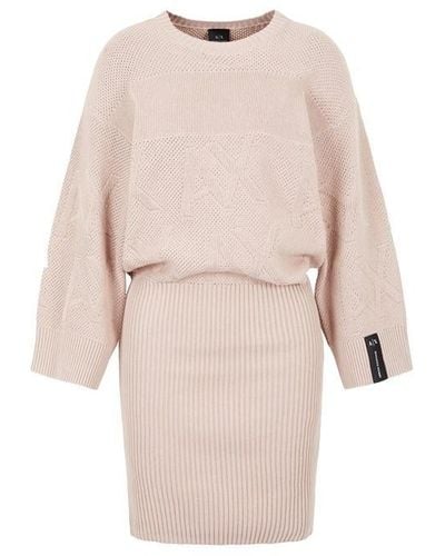 Armani Exchange Knitted Dress - Natural