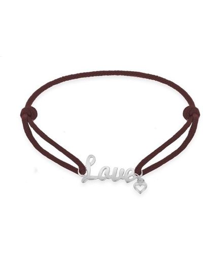 Be You Sterling Silver Cord 'love' Charm Bracelet - Brown