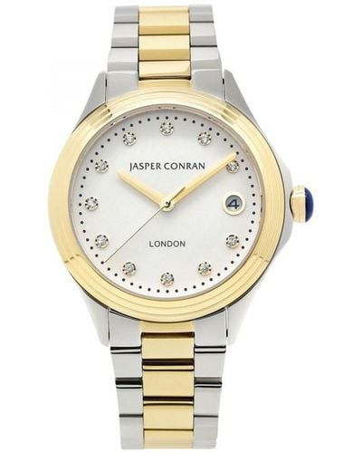 Jasper Conran Ladies 36mm White Two Tone Gold Watch J1b114025 - Metallic