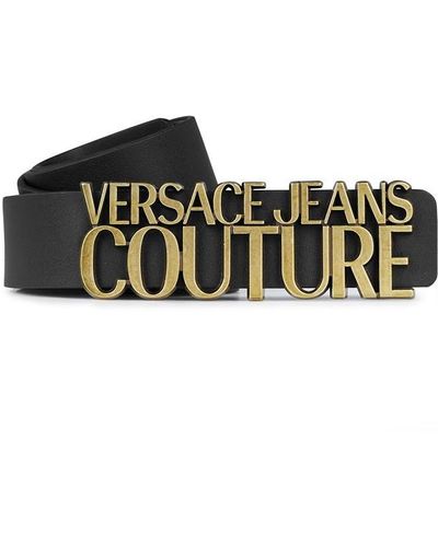Versace Jeans Couture Gold Logo Belt - Black