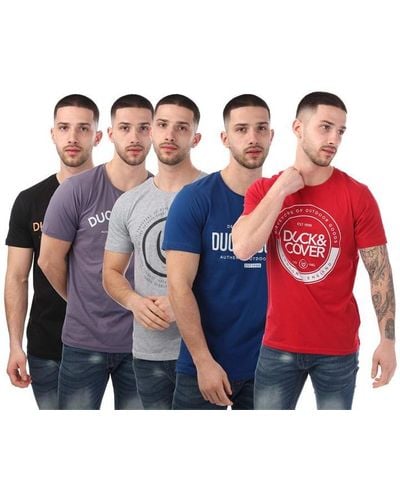 Duck and Cover Wellingbrow 5 Pack T-shirts - Blue