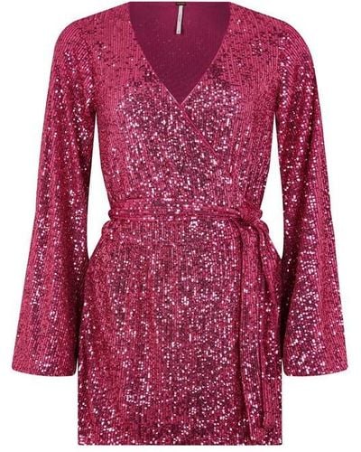 Free People Christa Sequin Romper - Red