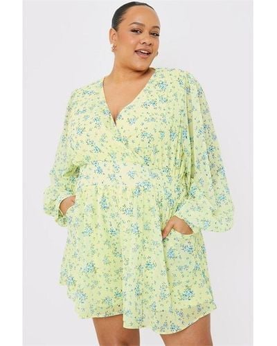 In The Style Curve Wrap Playsuit - Green