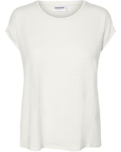 Vero Moda Vm Ava Plain Shirt Sleeve T-shirt - White