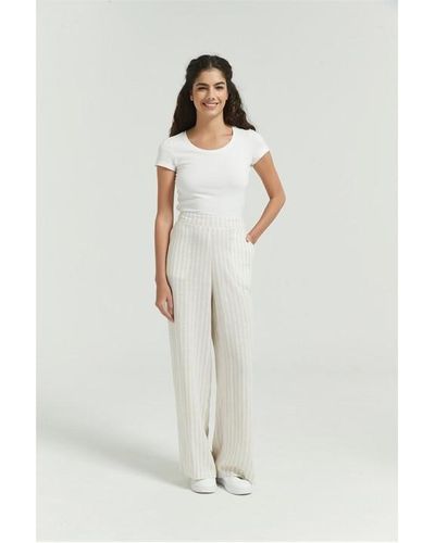 Be You Linen Wide Leg Trousers - White
