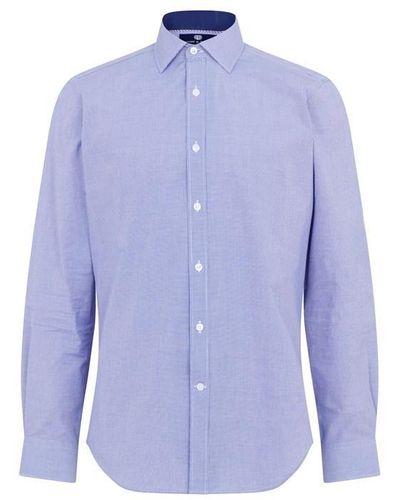 Haines and Bonner Hugh Tailored Regular Collar Puppytooth Shirt - Blue