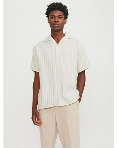 Jack & Jones Cabana Stripe Short Sleeve Shirt - White