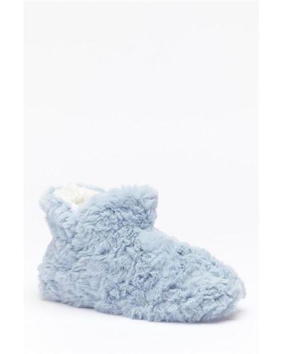 Be You Faux Fur Mini Slipper Boot - Blue