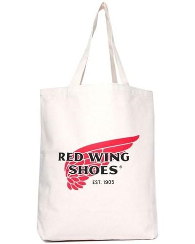 Red Wing Logo Canvas Tote Bag - White