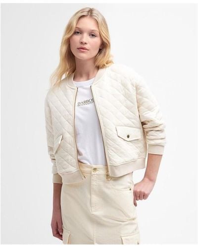 Barbour Alicia Quilted Bomber Jacket - Natural