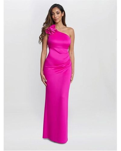 Gina Bacconi Agatha 3d Flower One Shoulder Maxi Dress - Pink