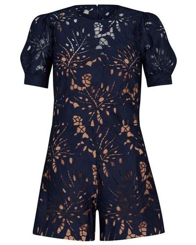 MICHAEL Michael Kors Palm Lace Romper - Blue