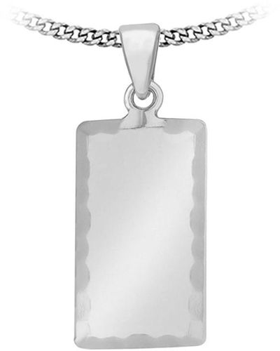 Be You Sterling Diamond Cut Edge Dog Tag - White