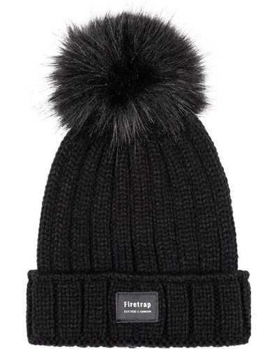 Firetrap Cable Knit Hat Ladies - Black