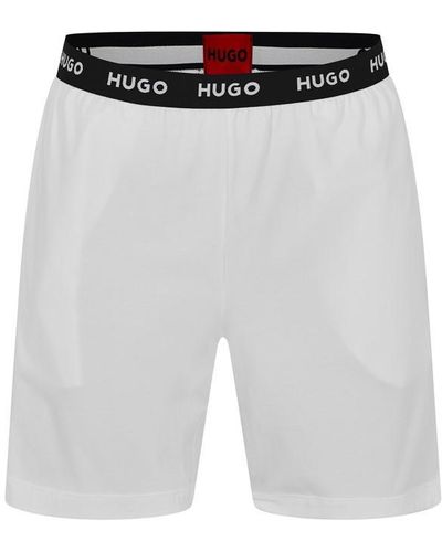 HUGO Woven Logo Pyjama Shorts - Grey