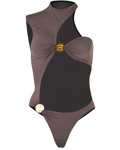 Jacquemus Le Body Perola Asymmetric Bodysuit - Brown