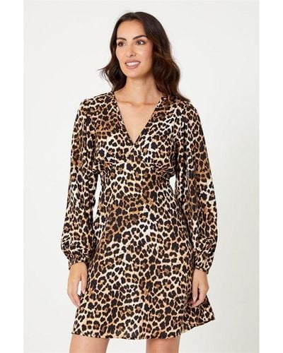 Be You Leopard Skater Dress - Brown