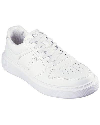 Skechers Classic Cup Stretch Lace Slip On Court Trainers - White