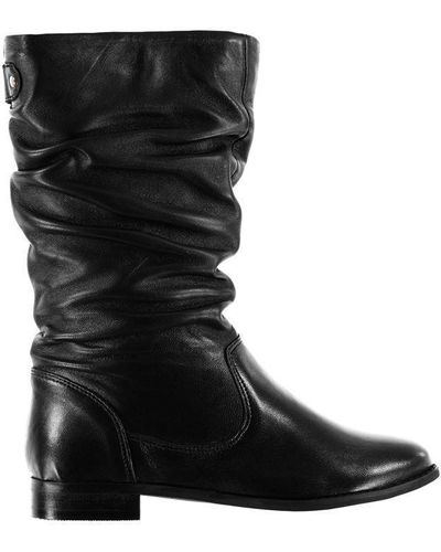 Linea Ruched Calf Boots - Black