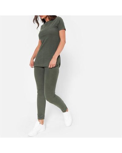 I Saw It First Textured Rib leggings Co-ord - Green