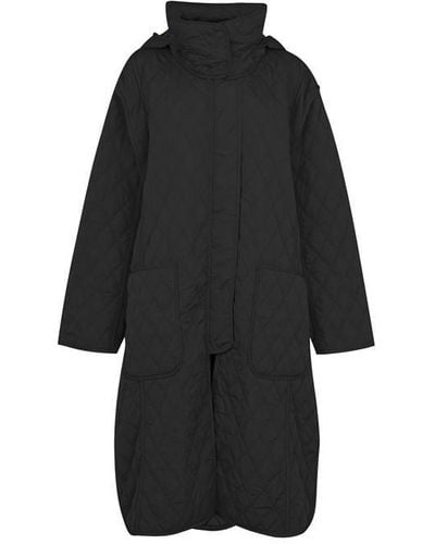 French Connection Aeis Quilted Oversized Overcoat - Black