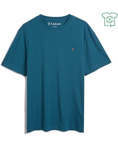 Farah Alexander Regular Fit Circular T-shirt - Blue