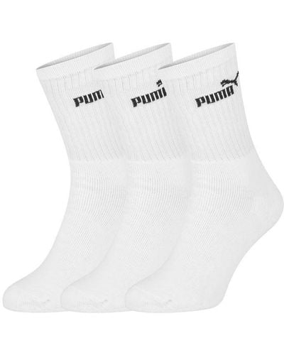 PUMA 3 Pack Crew Socks - White