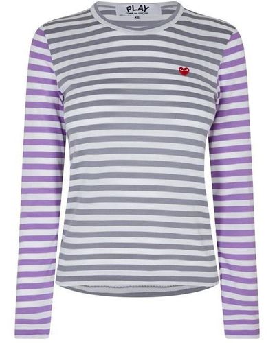 COMME DES GARÇONS PLAY Dual Stripe T Shirt - Purple