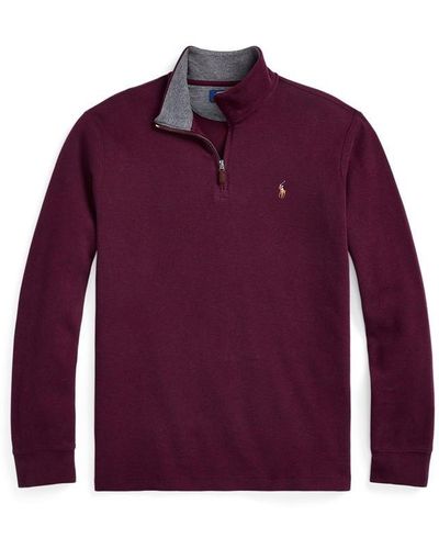 Polo Ralph Lauren Estate Fleece Quarter Zip Jumper - Purple