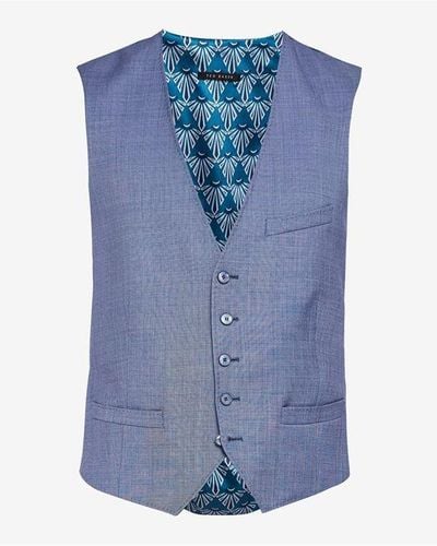 Ted Baker Debonair Slim Plain Wool Waistcoat - Blue
