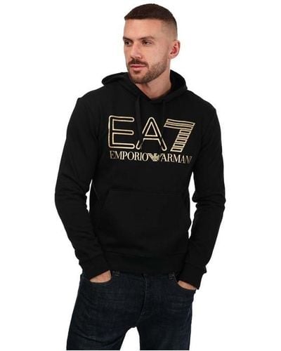 EA7 Logo Print Hoody - Black
