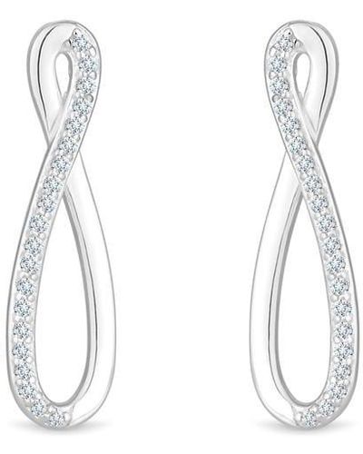 Simply Silver Simply Recycled Sterling 925 Infinity Cz Earrings - White
