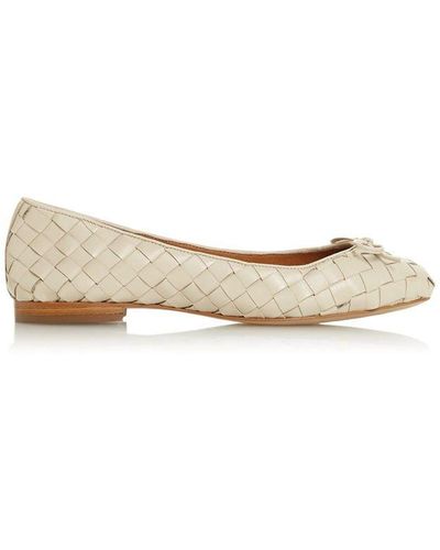 Dune Heyday Woven Leather Ballet Flats - Natural