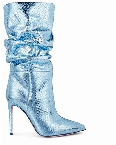 Paris Texas Slouchy Metallic Heeled Boots - Blue