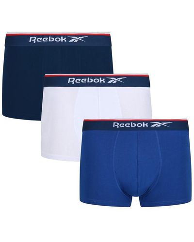 Reebok 3 Pack Logo Boxer Shorts - Blue