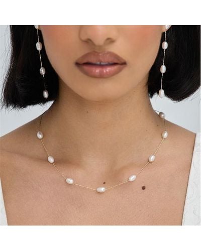 Jon Richard Plated Chain And Freshwater Pearl Necklace - Natural