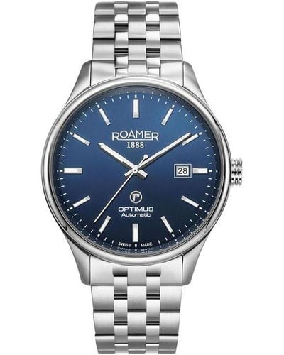 Roamer Blue Dial Steel Bracelet Luxury Watch - Metallic