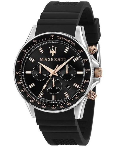 Maserati Sfidia Stainless Steel Sports Analogue Quartz Watch - Black