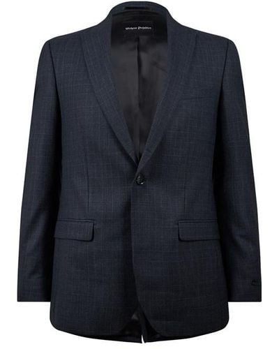 Without Prejudice Perrin Slim Fit Check Suit Jacket - Blue