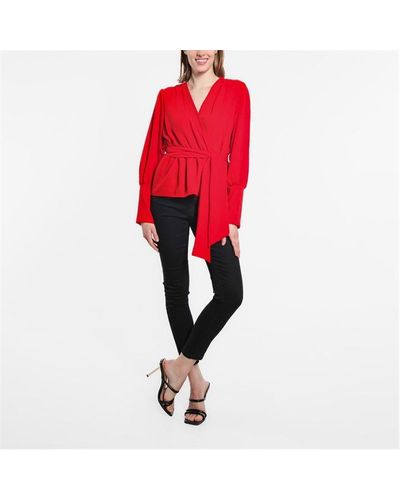 Be You Peplum Wrap Top - Red