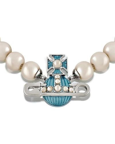 Vivienne Westwood Kitty Pearl Necklace - Blue