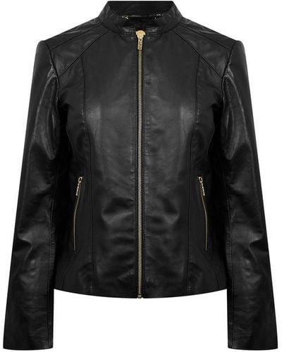 Biba Neru Collar Leather Jacket - Black