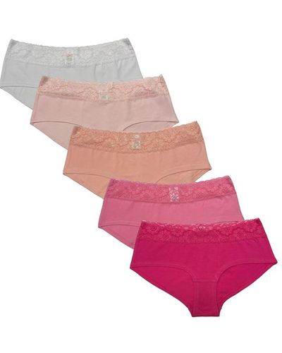 Be You Pack Lace Trim Shortie Briefs - Pink
