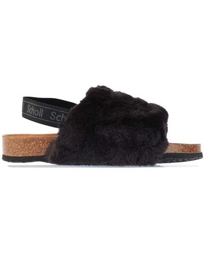 Scholl Amabel Faux Fur Slippers - Black
