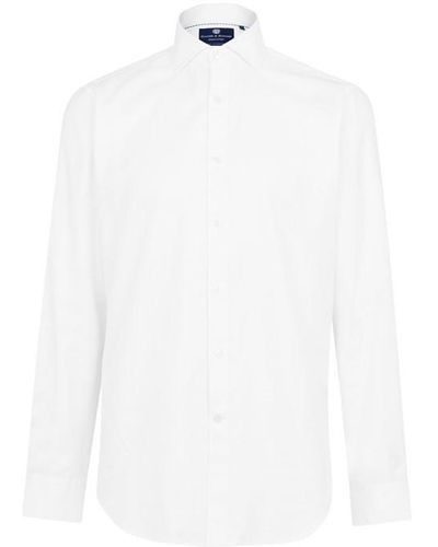 Haines and Bonner Frederick Tailored Fit Cutaway Collar Cotton Twill Shirt - White