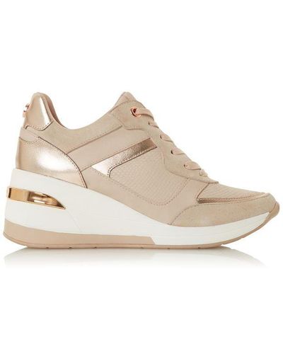 Dune Easton Round Toe Lace Up Trainers - Natural