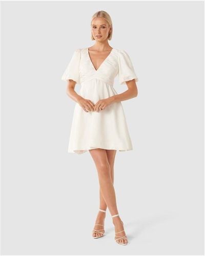 Forever New Raffy V Neck Mini Dress - White