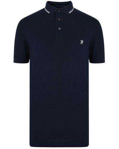 French Connection Logo Tipping Polo Shirt - Blue
