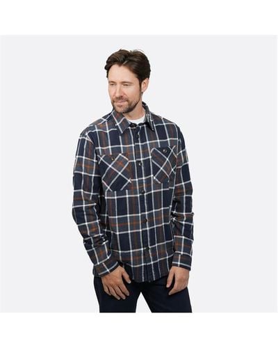 Howick Classic Chequered Long Sleeve Shacket By - Blue