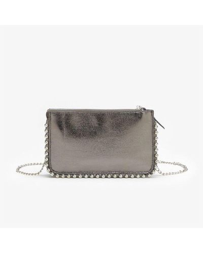 Be You Metallic Clutch Bag With Chain - Grey